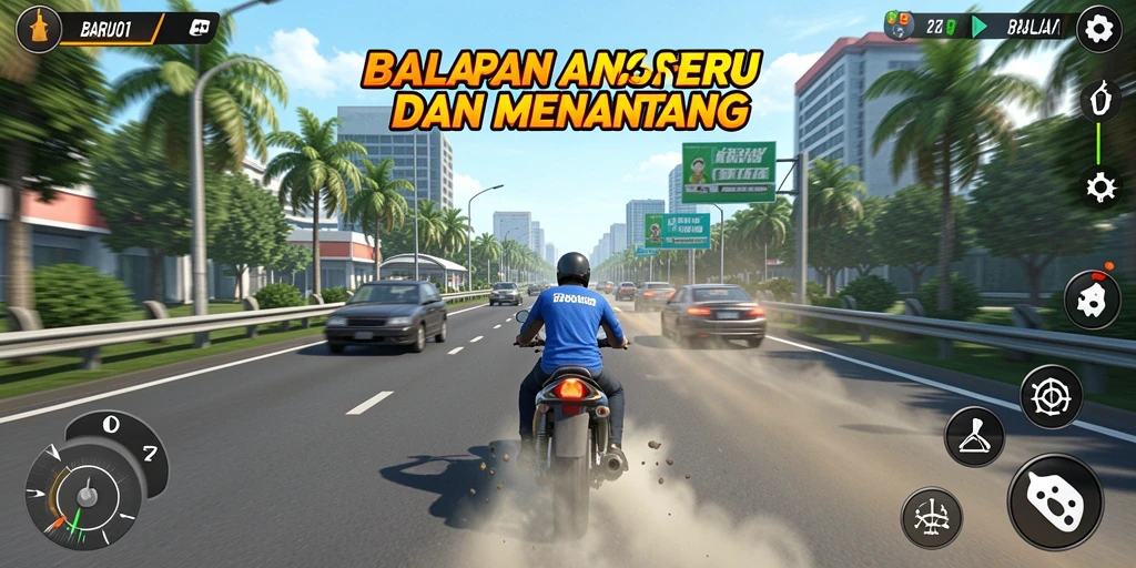 Tampilan gameplay seru dari balapan di BARU01.