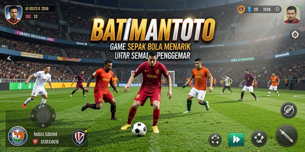 Tampilan gameplay seru dalam BATMANTOTO yang menampilkan aksi sepak bola.