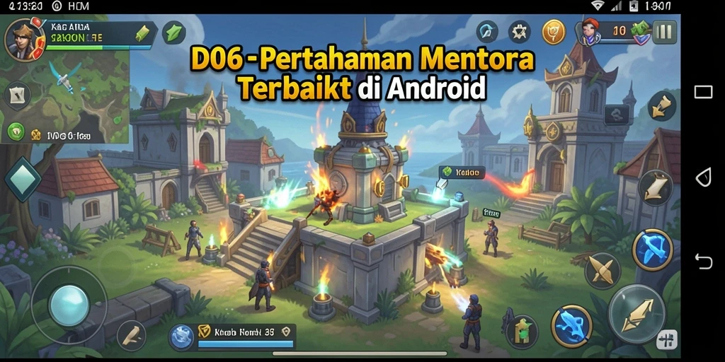 Gameplay seru Tower Defense di D06 dengan berbagai menara dan musuh.