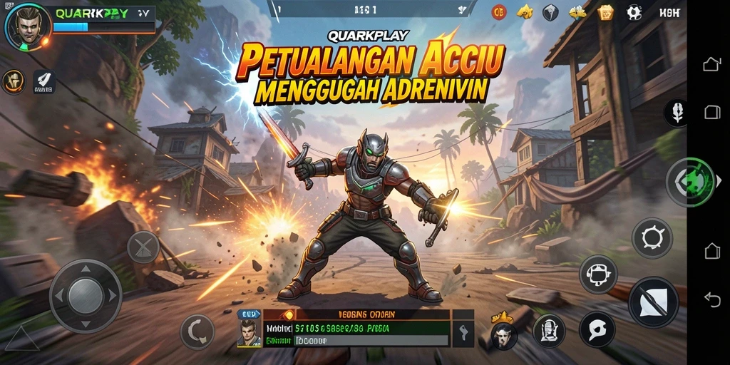 Tampilan gameplay aksion seru di QUARKPLAY yang menggugah semangat.