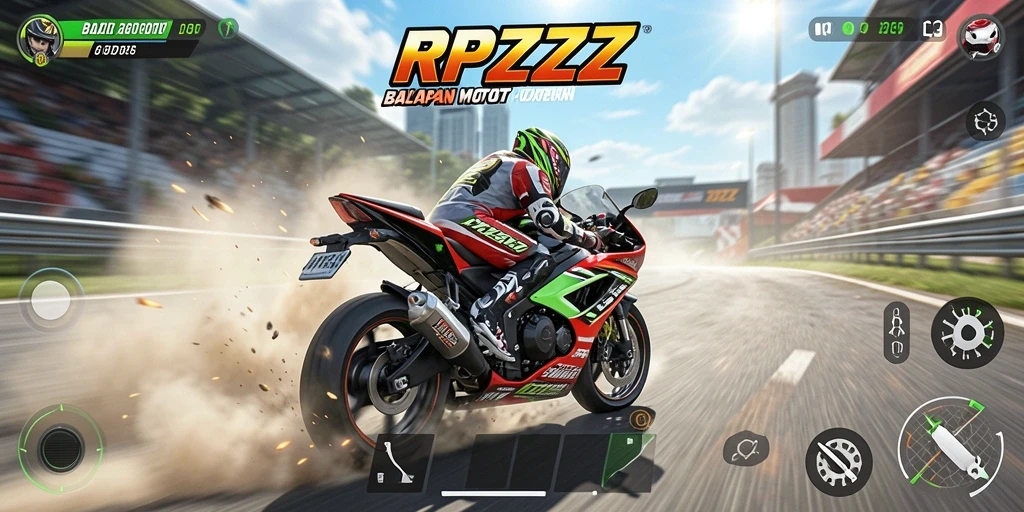Gameplay seru balapan motor dalam RPZZZ.