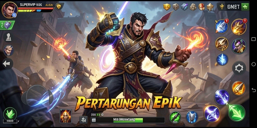 Gameplay mendebarkan di SUPERVIP dengan aksi pertarungan yang intens.